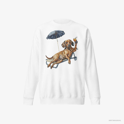 Dachshund Resting on a Beach Chair White Sweatshirt