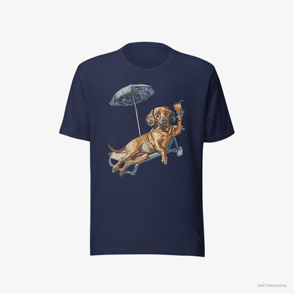 Dachshund Resting on a Beach Chair Navy T-Shirt