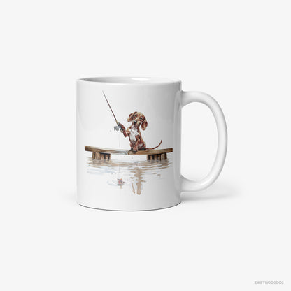 Dachshund with a Fishing Rod White Mug