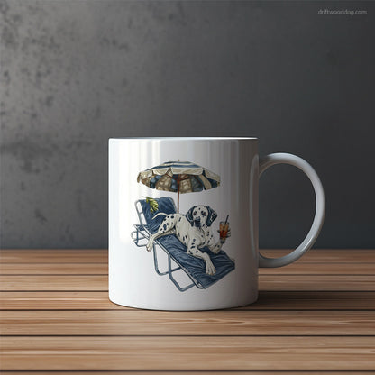 Dalmatian Lying on a Sun Lounger with a Cocktail Mug – Funny Dog Coffee Mugs | Quirky Canine Drinkware