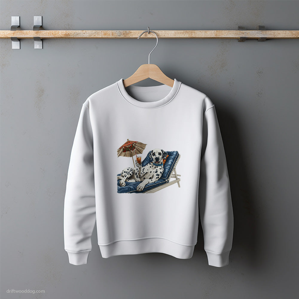 Dalmatian Relaxing on a Sunbed Sweatshirt – Unisex Sweatshirt for Dog Lovers