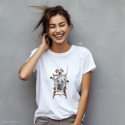 Funny Dalmatian with a Fishing Rod T-Shirt – Custom Dog T-Shirts for Women