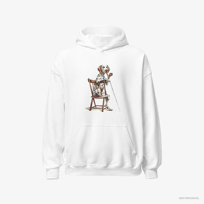 Dalmatian Hoodie – Men White Hoodie Classic – Ready for Fishing (on White Background)