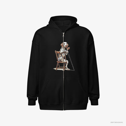 Dalmatian Ready for Fishing Black Hoodie