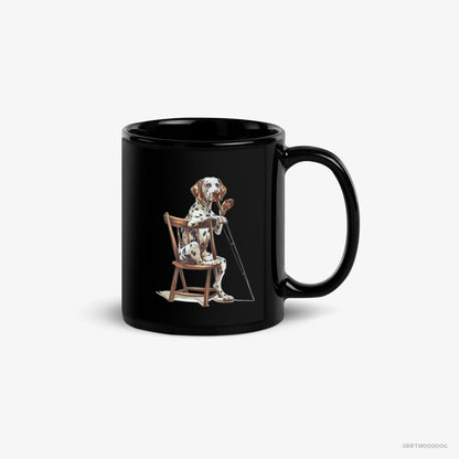 Dalmatian Mug – Unisex Black Mug Classic – Ready for Fishing (on White Background)