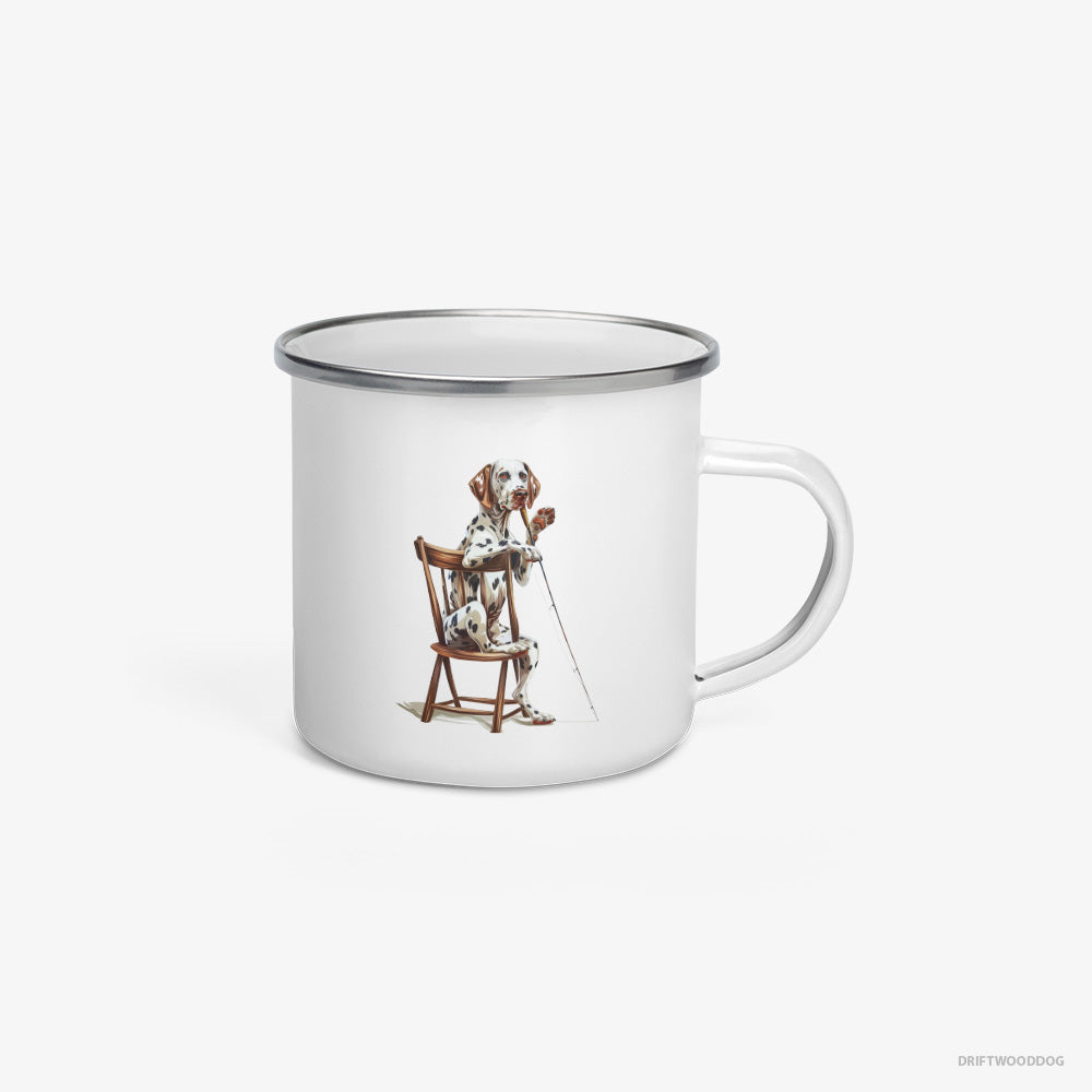 Dalmatian Ready for Fishing Enamel Mug