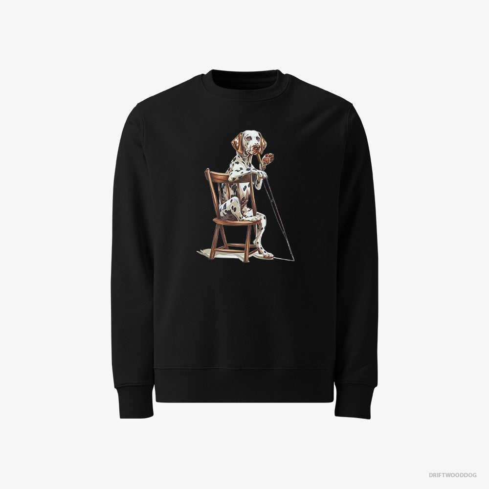 Dalmatian Sweatshirt – Men Black Sweatshirt Classic – Ready for Fishing (on White Background)