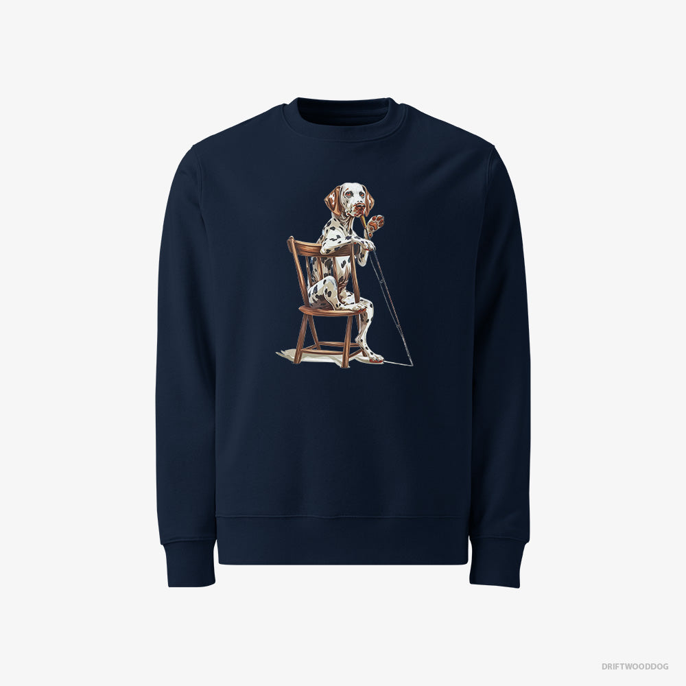 Dalmatian Sweatshirt – Men Navy Sweatshirt Classic – Ready for Fishing (on White Background)