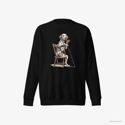 Dalmatian Ready for Fishing Black Sweatshirt