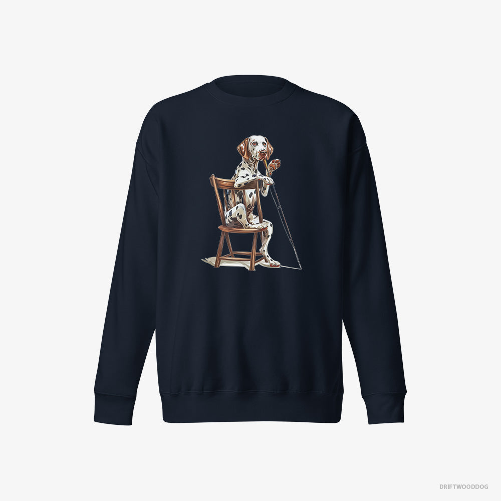 Dalmatian Ready for Fishing – Women's Sweatshirt Navy Eco – Eco-Friendly