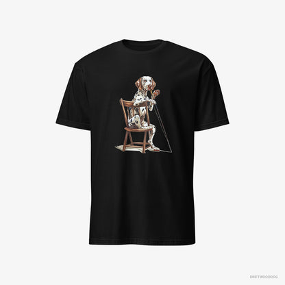 Dalmatian Ready for Fishing Black T-Shirt