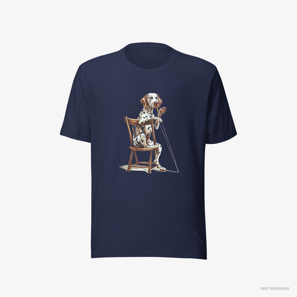 Dalmatian T-Shirt – Women Navy T-Shirt Eco-Friendly – Ready for Fishing (on White Background)