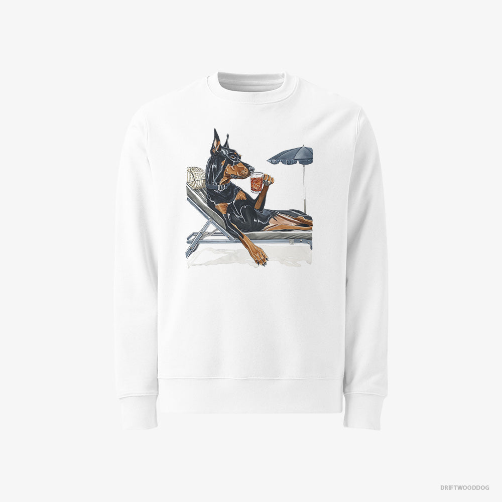 Dobermann Lying on a Sun Lounger with a Cocktail Classic Sweatshirt