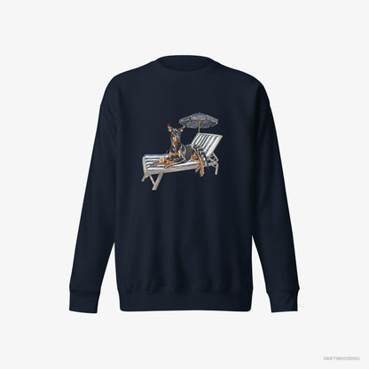 Dobermann Relaxing on a Sunbed Navy Sweatshirt