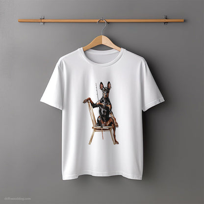 Dobermann Fishing with a Rod T-Shirt – Unisex Tee for Dog Lovers