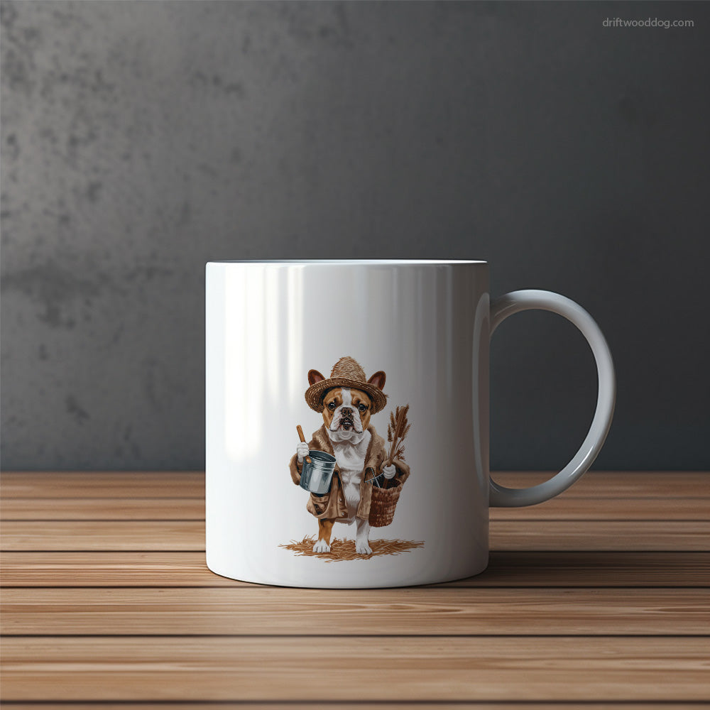 French Bulldog Dressed as a Farmer Mug – Funny Dog Coffee Mugs | Quirky Canine Drinkware