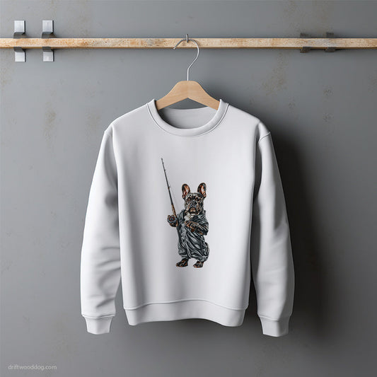 French Bulldog Fishing with a Rod Sweatshirt – Unisex Sweatshirt for Dog Lovers