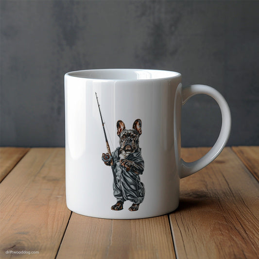 French Bulldog Fishing with a Rod Mug – Unique Dog Cups | Dog-Themed Mugs