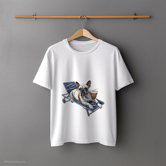 French Bulldog Relaxing on a Sunbed T-Shirt – Unisex Tee for Dog Lovers