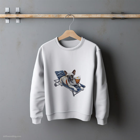 French Bulldog Relaxing on a Sunbed Sweatshirt – Unisex Sweatshirt for Dog Lovers