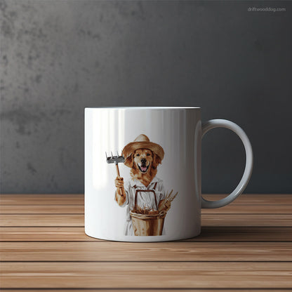 Golden Retriever Dressed as a Farmer Mug – Funny Dog Coffee Mugs | Quirky Canine Drinkware