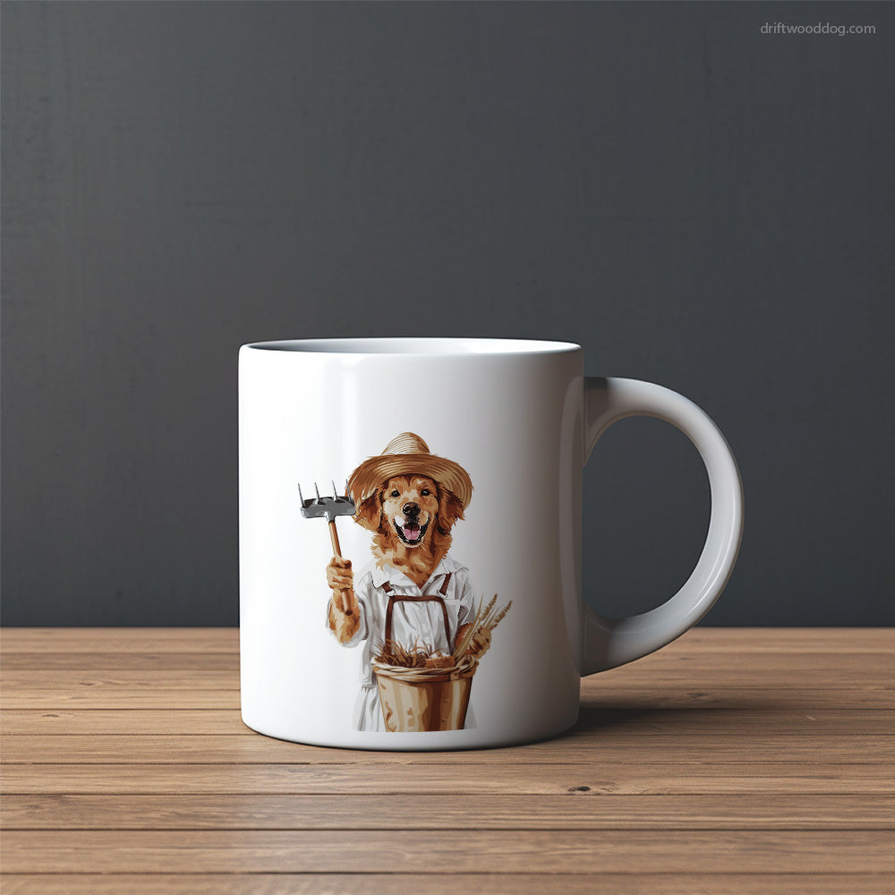 Golden Retriever Dressed as a Farmer Mug – Custom Dog Mugs | Personalized Pet Mugs