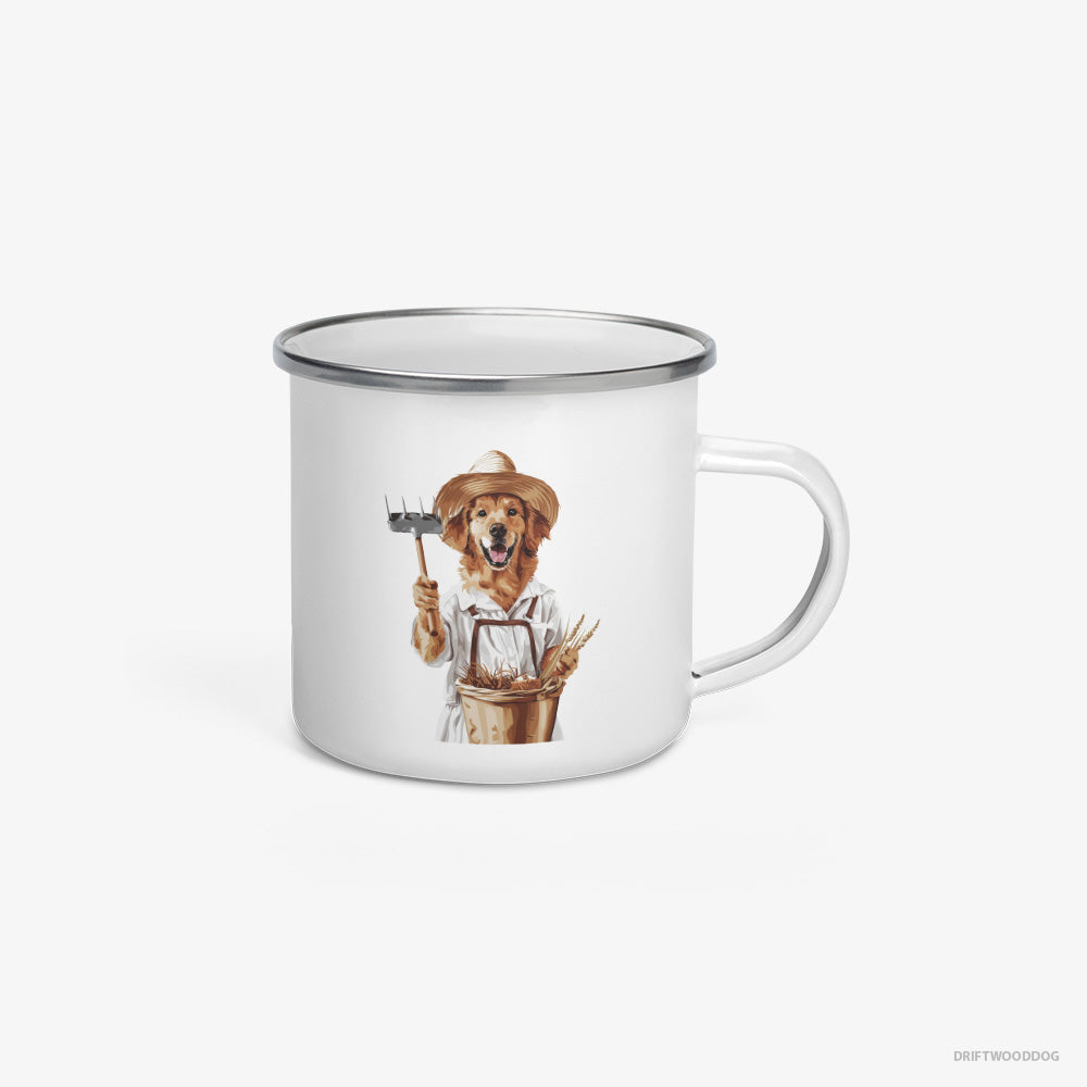 Golden Retriever Dressed as a Farmer Enamel Mug