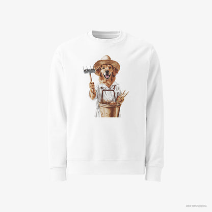 Golden Retriever Dressed as a Farmer White Sweatshirt