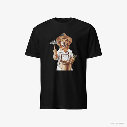 Golden Retriever Dressed as a Farmer Black T-Shirt