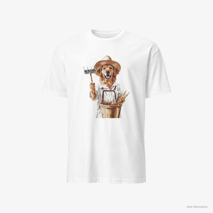 Golden Retriever Dressed as a Farmer White T-Shirt