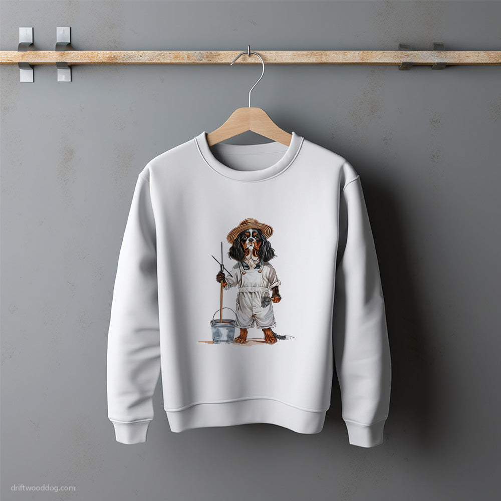 Cavalier King Charles Spaniel Dressed as a Farmer Sweatshirt – Unisex Sweatshirt for Dog Lovers