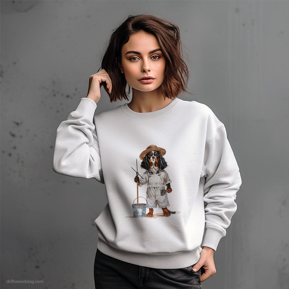 Cavalier King Charles Spaniel Dressed as a Farmer Sweatshirt – Dog-Themed Gifts for Dog Lovers