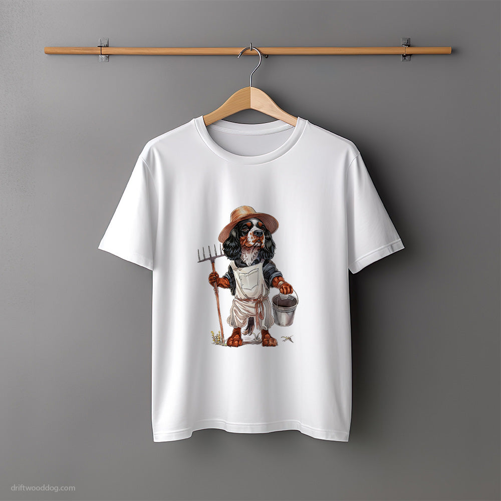 Cavalier King Charles Spaniel as a Happy Farmer T-Shirt – Unisex Tee for Dog Lovers