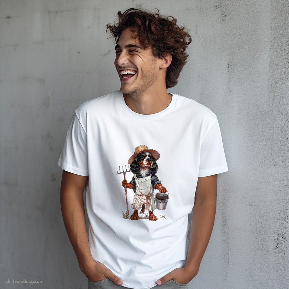 Cavalier King Charles Spaniel as a Happy Farmer T-Shirt – Dog T-Shirt for Men