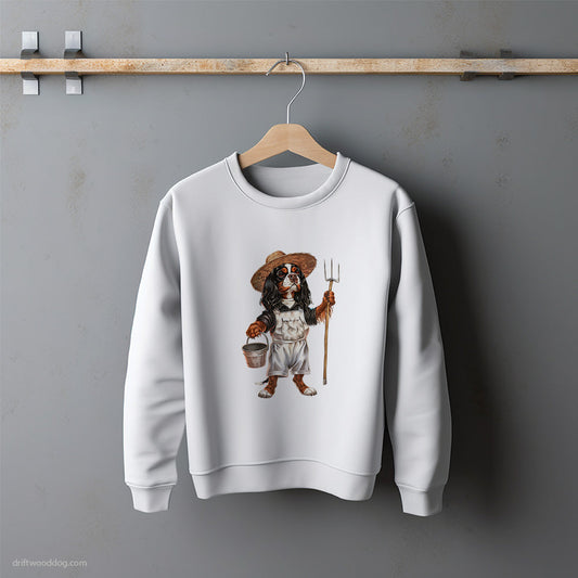 Cavalier King Charles Spaniel Dressed in Farmer's Clothes Sweatshirt – Unisex Sweatshirt for Dog Lovers