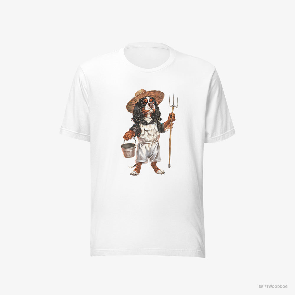 CKC Spaniel Dressed in Farmer's Clothes – Men's T-Shirt White Eco – Eco-Friendly