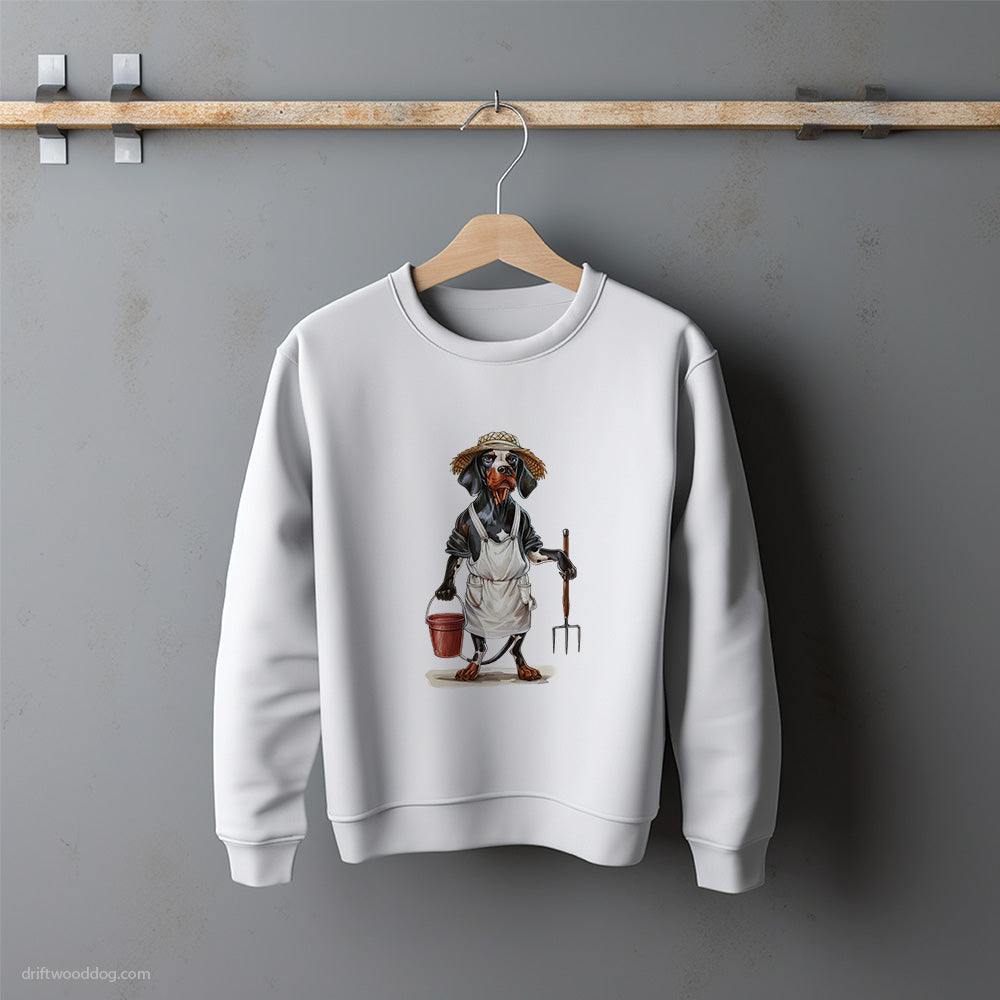 Dobermann Dressed as a Farmer Sweatshirt – Unisex Sweatshirt for Dog Lovers