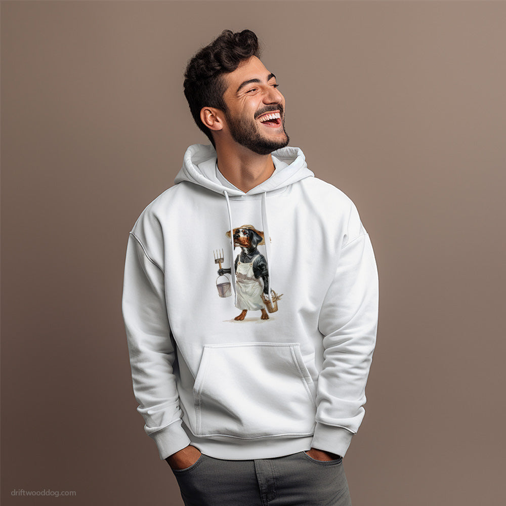 Funny Dobermann Dressed as a Farmer Hoodie – Dog Hoodies for Men