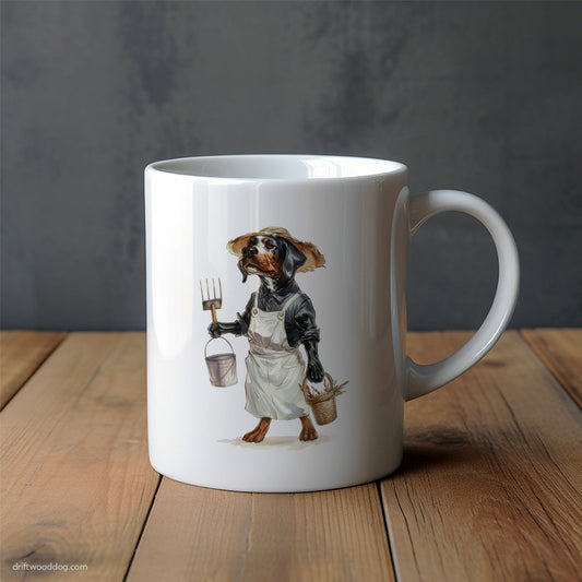 Funny Dobermann Dressed as a Farmer Mug – Unique Dog Cups | Dog-Themed Mugs