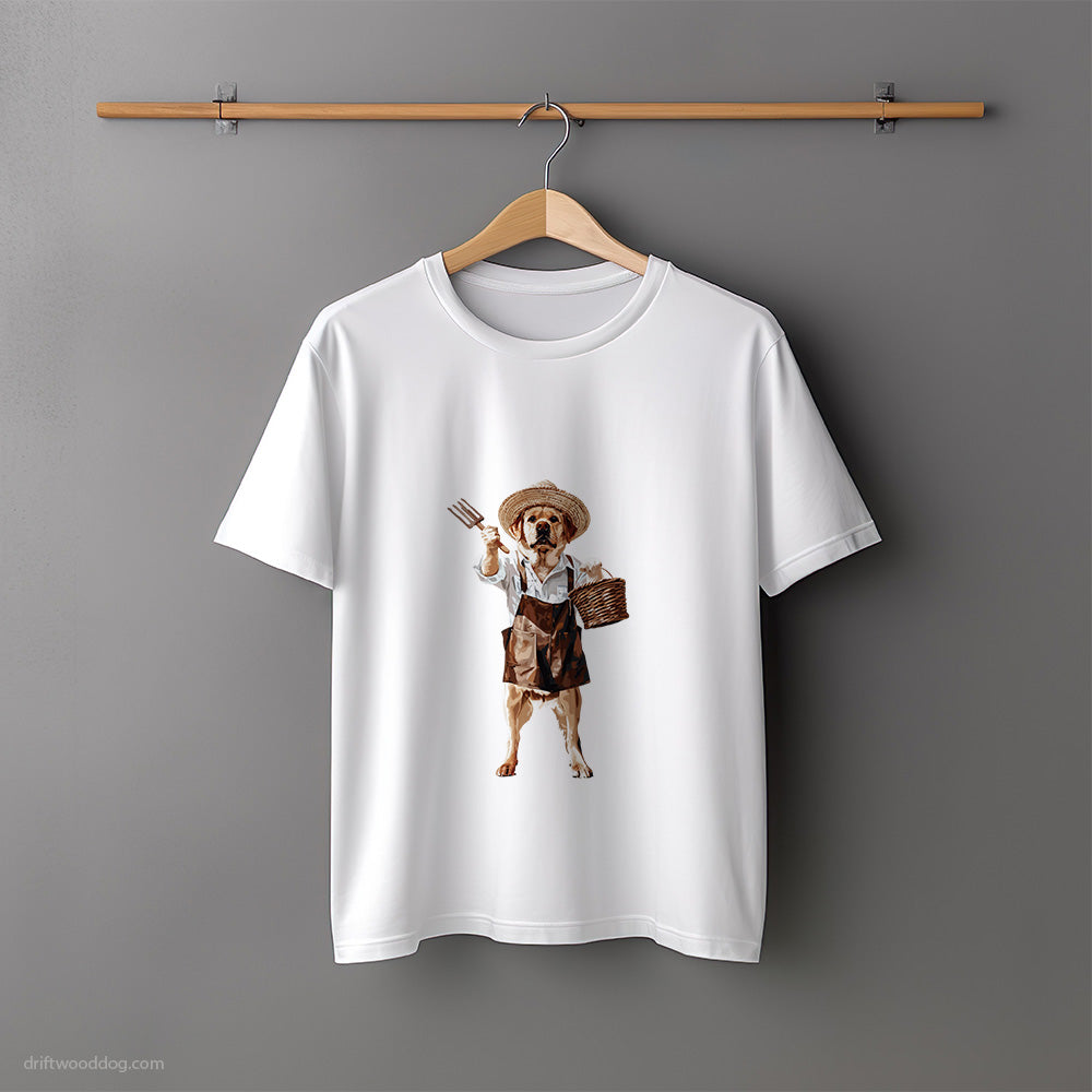 Labrador Retriever Dressed as a Farmer T-Shirt – Unisex Tee for Dog Lovers