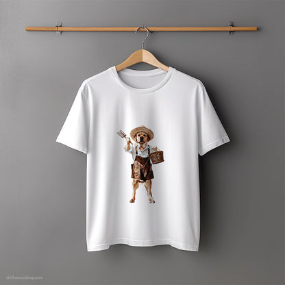 Labrador Retriever Dressed as a Farmer T-Shirt – Unisex Tee for Dog Lovers