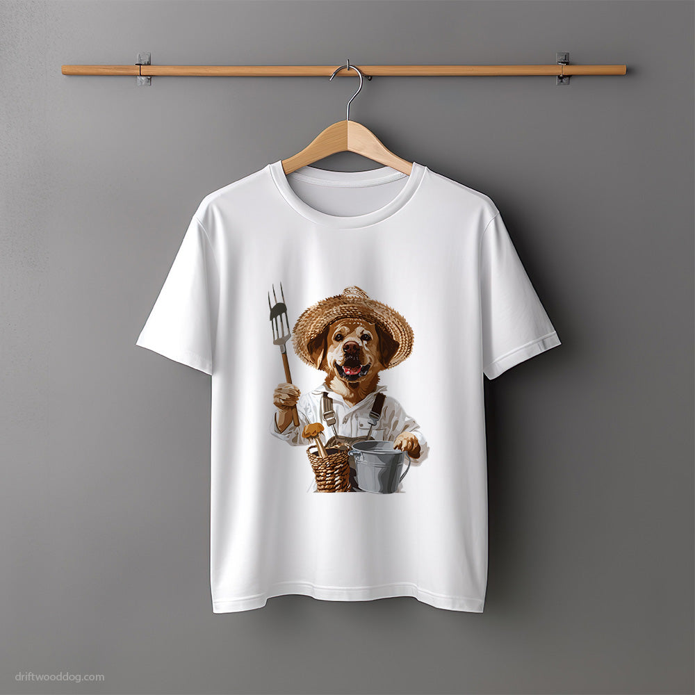 Labrador Retriever as a Happy Farmer T-Shirt – Unisex Tee for Dog Lovers