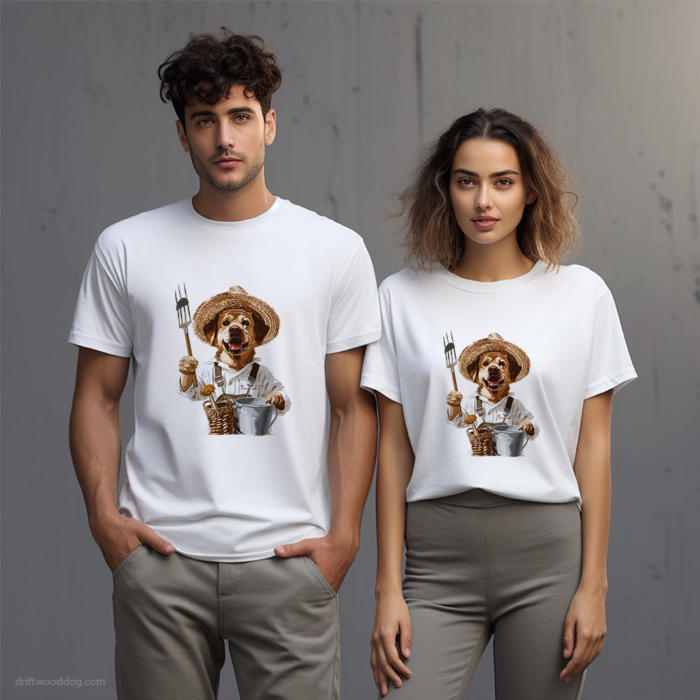 Labrador Retriever as a Happy Farmer T-Shirt – Unisex T-Shirt for Dog Lovers 