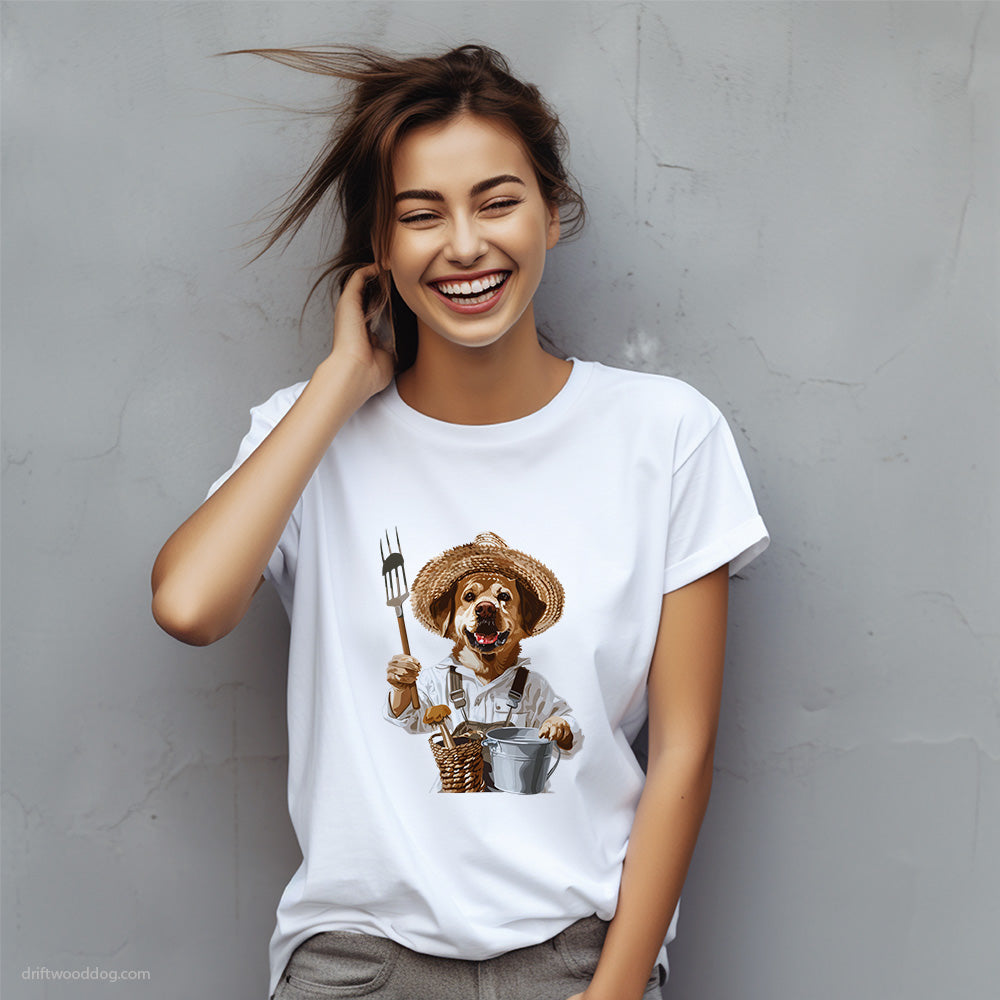 Labrador Retriever as a Happy Farmer T-Shirt – Custom Dog T-Shirts for Women