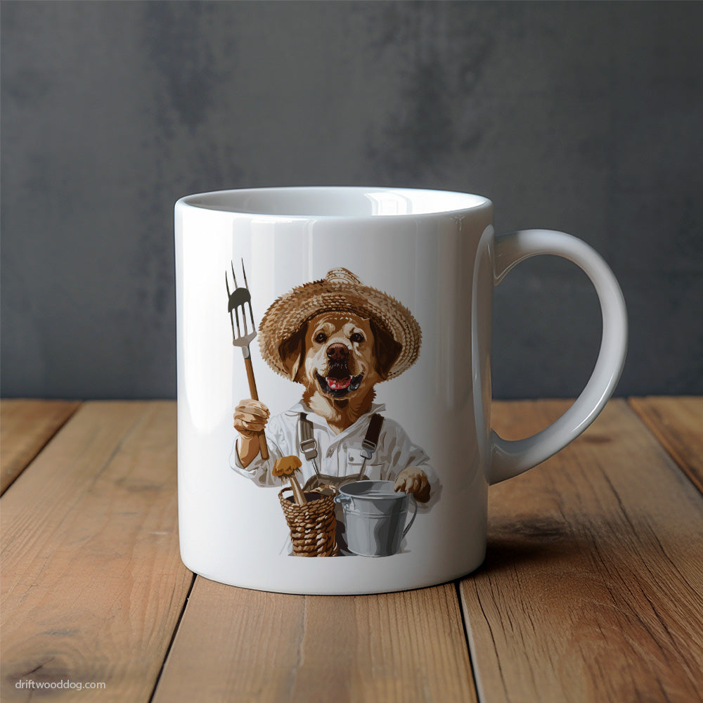 Labrador Retriever as a Happy Farmer Mug – Unique Dog Cups | Dog-Themed Mugs