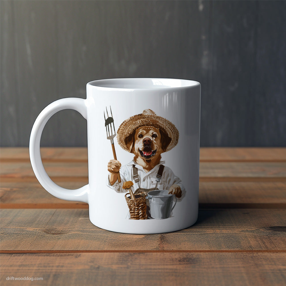 Labrador Retriever as a Happy Farmer Mug – Cute Dog-Themed Mugs | Perfect Gifts for Dog Lovers