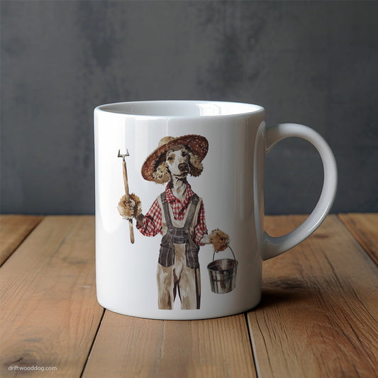 Poodle Dressed in Farmer's Clothes Mug – Unique Dog Cups | Dog-Themed Mugs