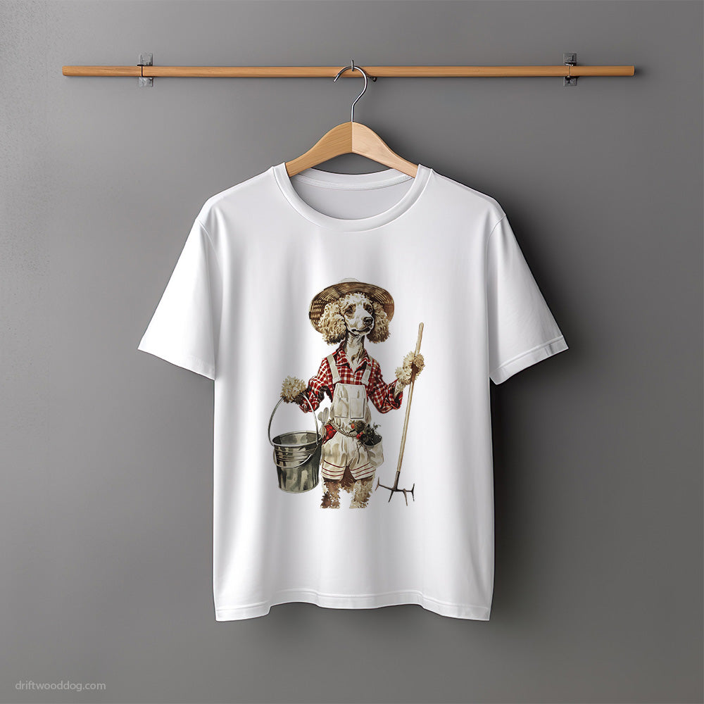 Poodle Dressed as a Farmer T-Shirt – Unisex Tee for Dog Lovers