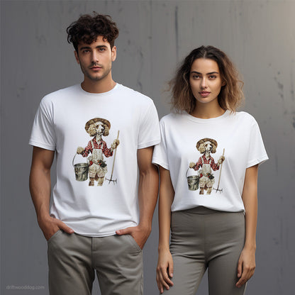 Poodle Dressed as a Farmer T-Shirt – Unisex T-Shirt for Dog Lovers 