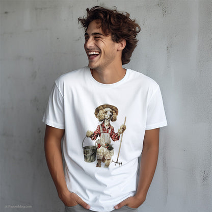 Poodle Dressed as a Farmer T-Shirt – Dog T-Shirt for Men